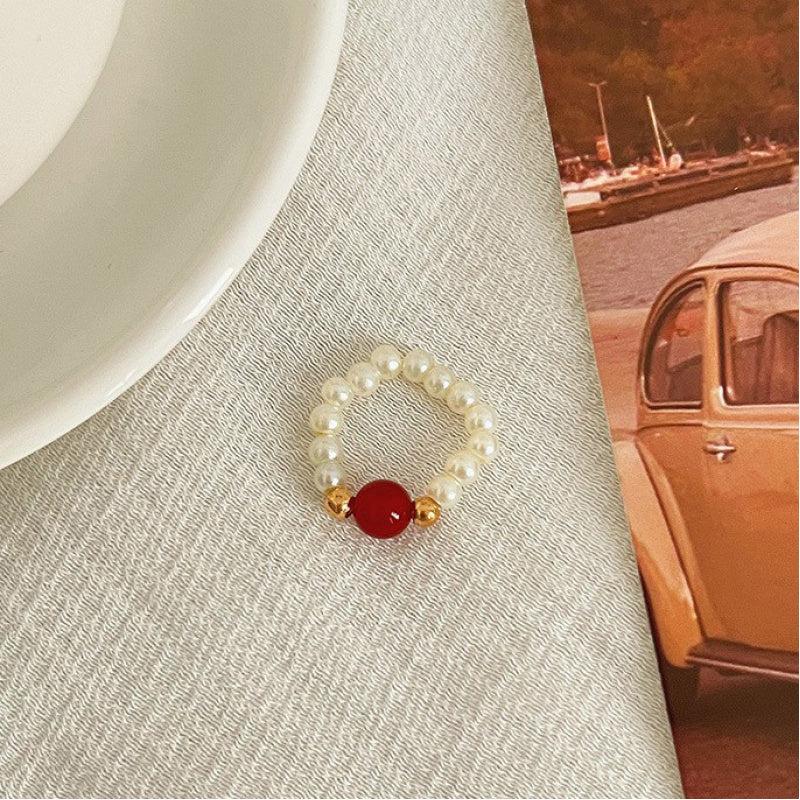 Color Crystal Beaded Ring Niche Design High-grade Finger Ring Light Luxury Elegant All-match Ring Accessories