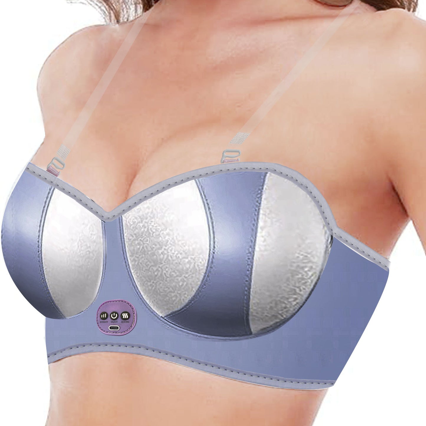 2025 Cross-Border Hot-Selling Electric Breast Bra Vibrator Massager Hot Compress USB Wireless Smart Chest Massager CE
