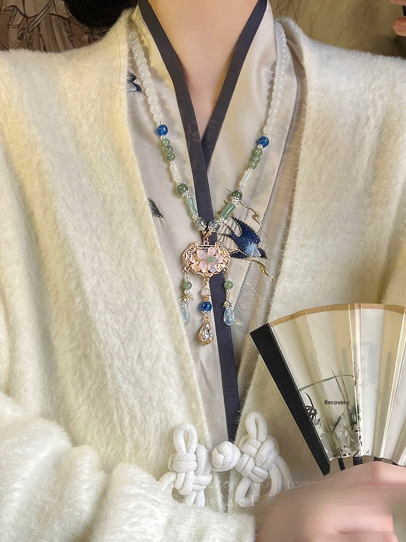 Ancient Style Hanfu Back Cloud Long Tassel Ming Dynasty Necklace New Chinese Style National Style Mamian Skirt Accessories