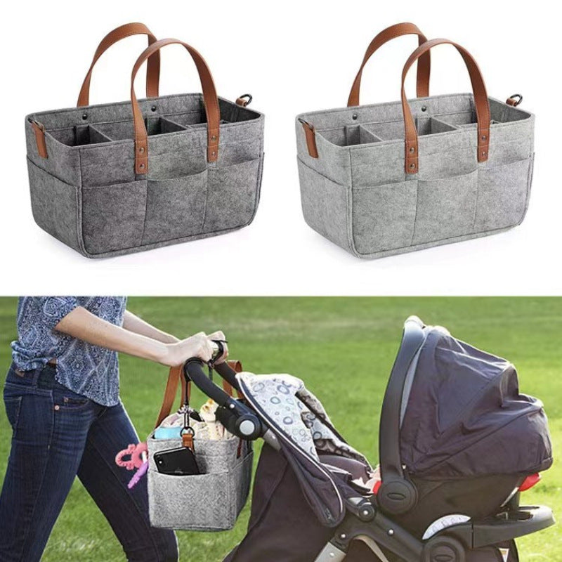 Felt Bag Cross-Border Large Capacity Maternal and Child Supplies Storage Bag Foldable Handbag for Going out Felt Baby Diapers Bag