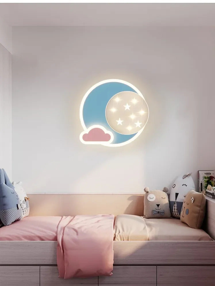 SANDYHA Cute Cartoon Kids Wall Lamp Warm LED Night Light for Children Room Bedroom Nursery Decor Creative Acrylic Lighting