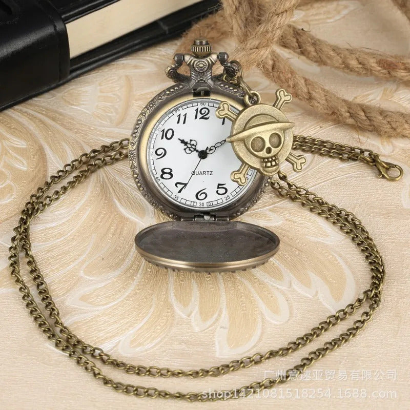 ONE PIECE Anime Cosplay Vintage Pocket Watch Fashion Men Women Necklace Chain Vintage FOB Steampunk Pocket Watches with Pendant