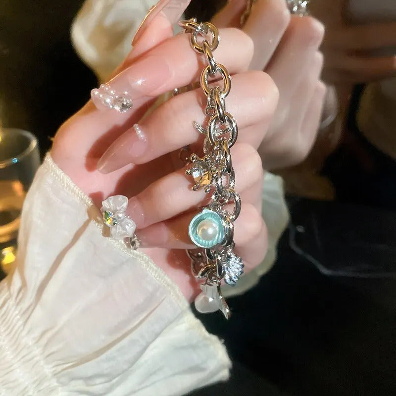 Starfish Shell Conch Bracelets For Women Imitation-pearl Gold-color Chain Bracelet Bangle Ocean Wristband Summer Beach Jewelry