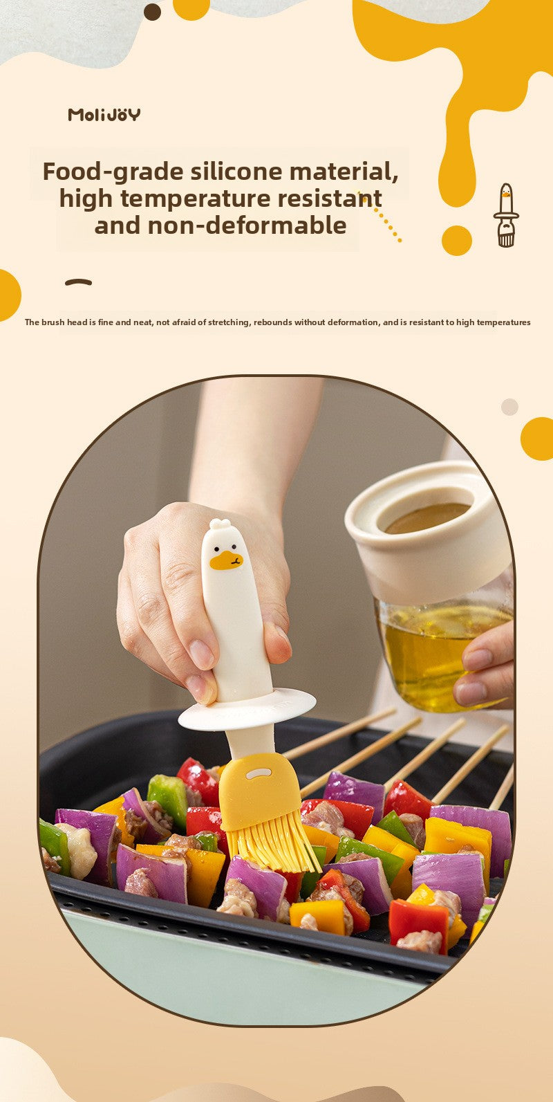 Silicone Oil Brush Household High Temperature Resistant Oil Brush with Bottle Dispensing Oil Pot Outdoor BBQ Oil Brush Integrated Oil Brush Bottle