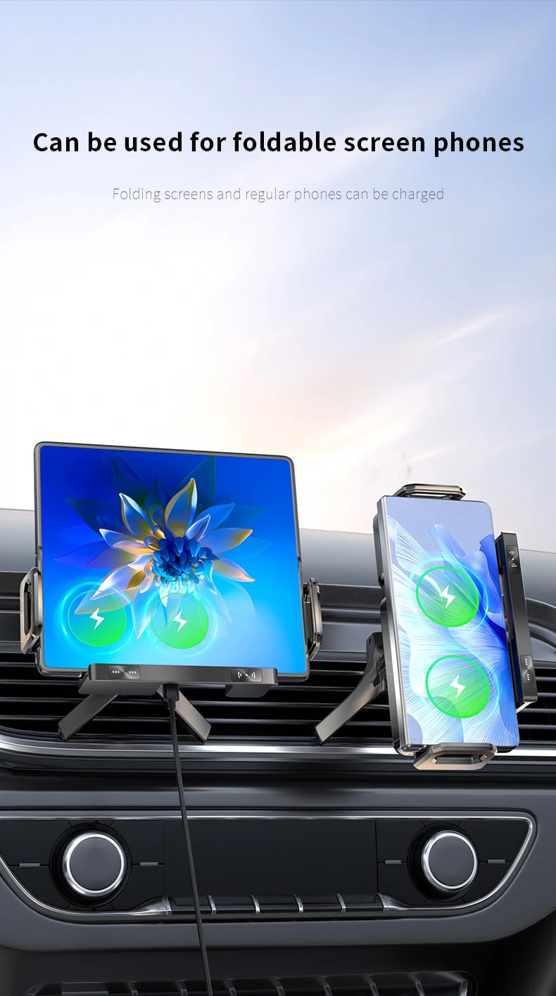 New 15W Wireless Fast Car Charger Mount Gravity Car Phone Holder For Samsung Automatic Rotating Universal Phone Charging Stand