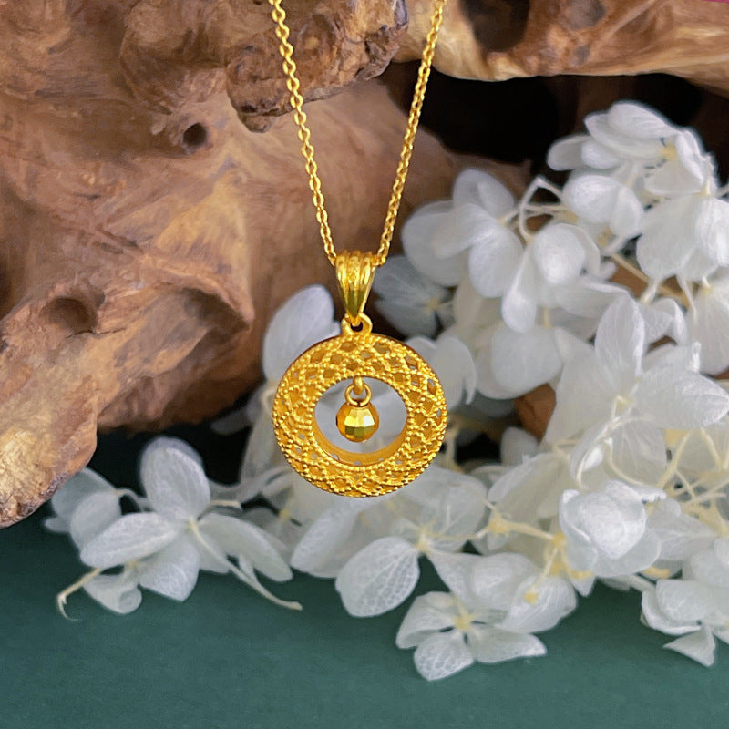 Vietnam Sand Gold Dream Catcher Filigree Peace Buckle Necklace Pendant Fortune Bead Necklace Light Luxury Niche Jewelry