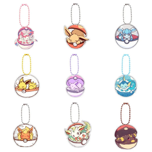 Pokemon Glaceon Sylveon Eevee Leafeon Self-Control Acrylic Cartoon Key Buckle Pendant Anime Keychain Acrylic Pendant Gifts