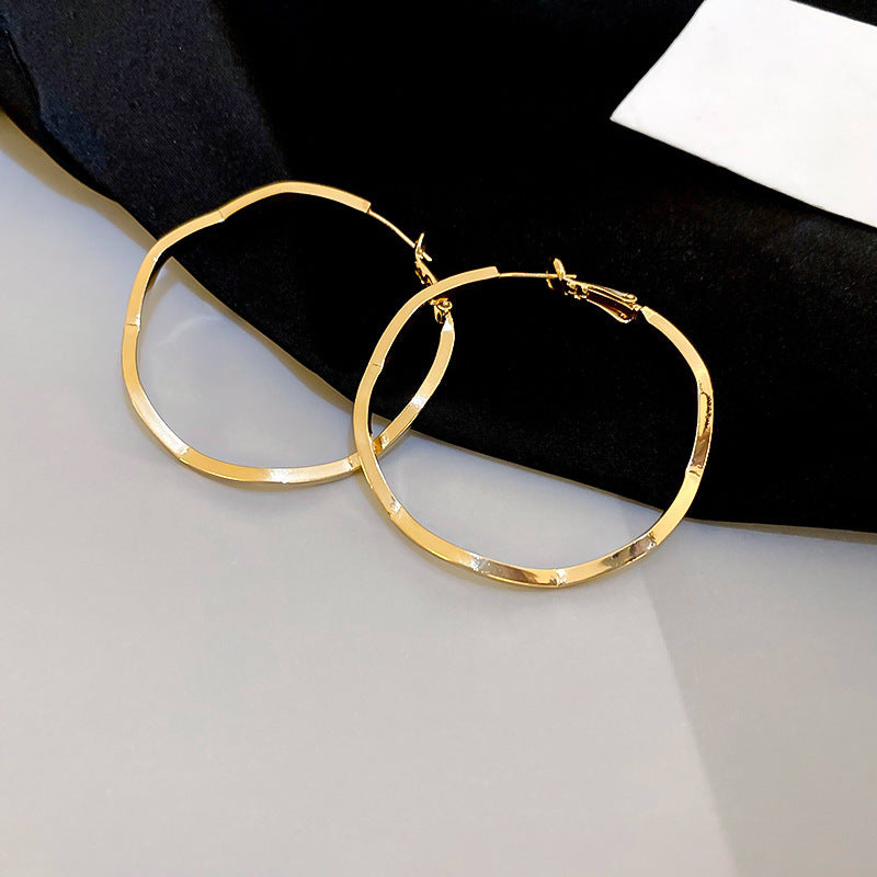 Simple Heart Circle Earrings Fashion Versatile Geometric Ear Clips Ear Studs Light Luxury High-end Feel Earrings for Women