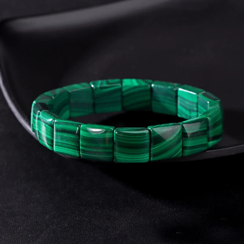 Natural Malachite Beads Bracelets for Women Men Oval Square Green Malachite Stone Chrysocolla Diabetes Relief Bracelet Jewelry