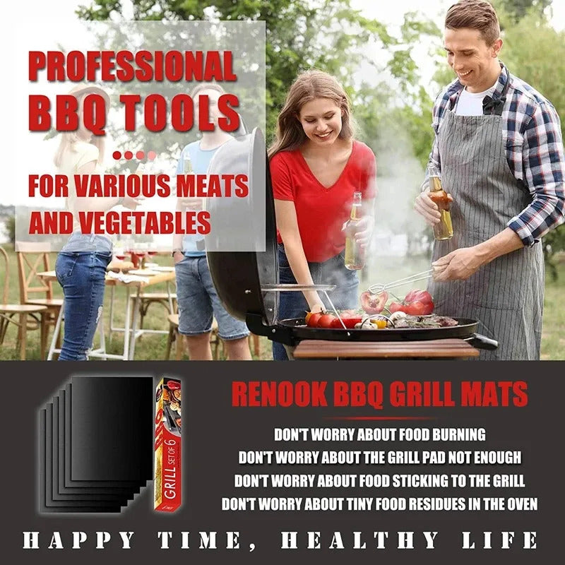 1/5/10pcs Nonstick BBQ Grill Mat 40*33cm Baking Mat BBQ Tools Cooking Grilling Mat Heat Resistance Barbecue Sheet Kitchen Tools