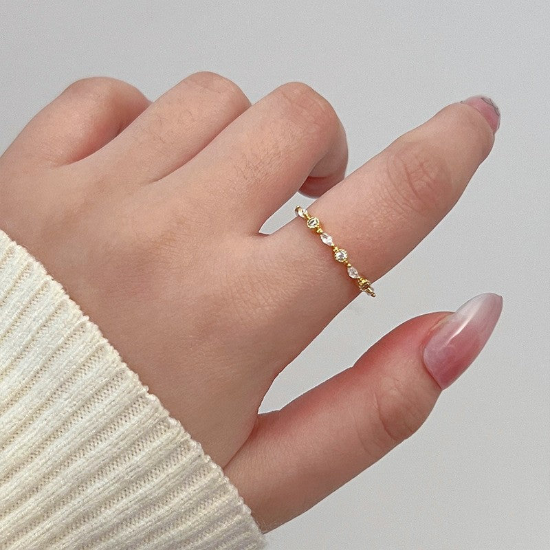 Sand Gold Opening Adjustable Frosted Ring Women's Fashion Sweet Light Luxury Niche Exquisite Ring Ancient Design