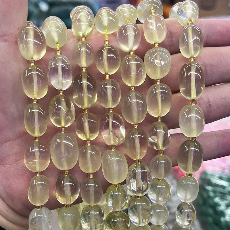 High-Quality Natural Lemon Crystal Conformal Irregular Faceted Loose For Jewelry Making DIY Necklace Bracelet 15''12-15mm