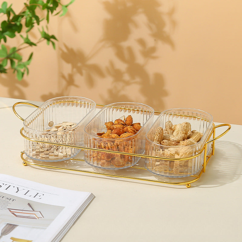 Living Room Household Coffee Table Nut Plate Oval Dish Compartment Plate Snack Plate Dessert Plate Nut Plate Candy Plate
