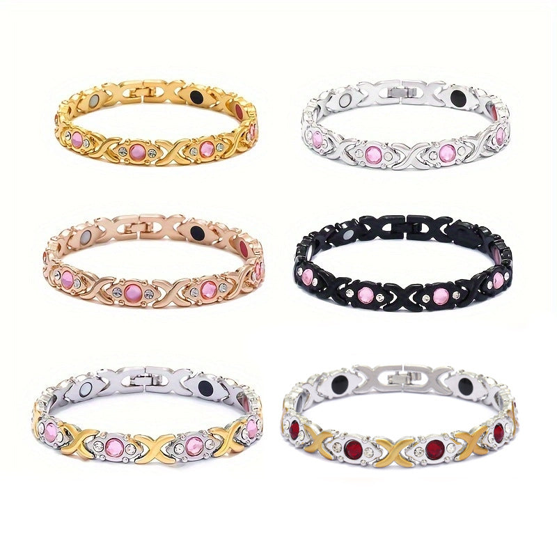 Cross-Border Hot European and American Fashion Detachable Energy Magnet Bracelet Environmental Protection Alloy Diamond Adjustable Women's Bracelet