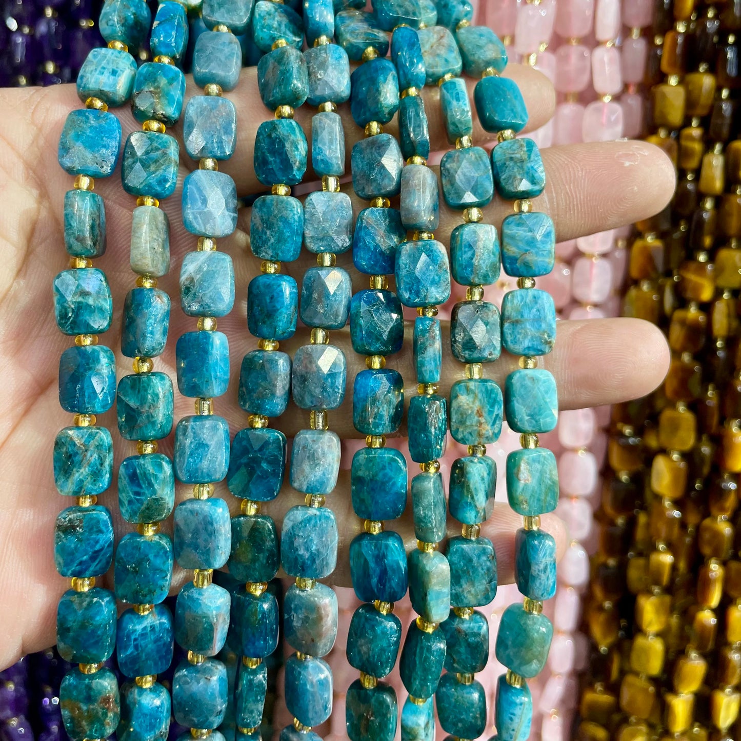 8x10mm Natural Labradorite Stone Amazon Stone Lapis Lazuli Piece Cut Bead Usefor Diy Bracelet Necklace Jewelry Make