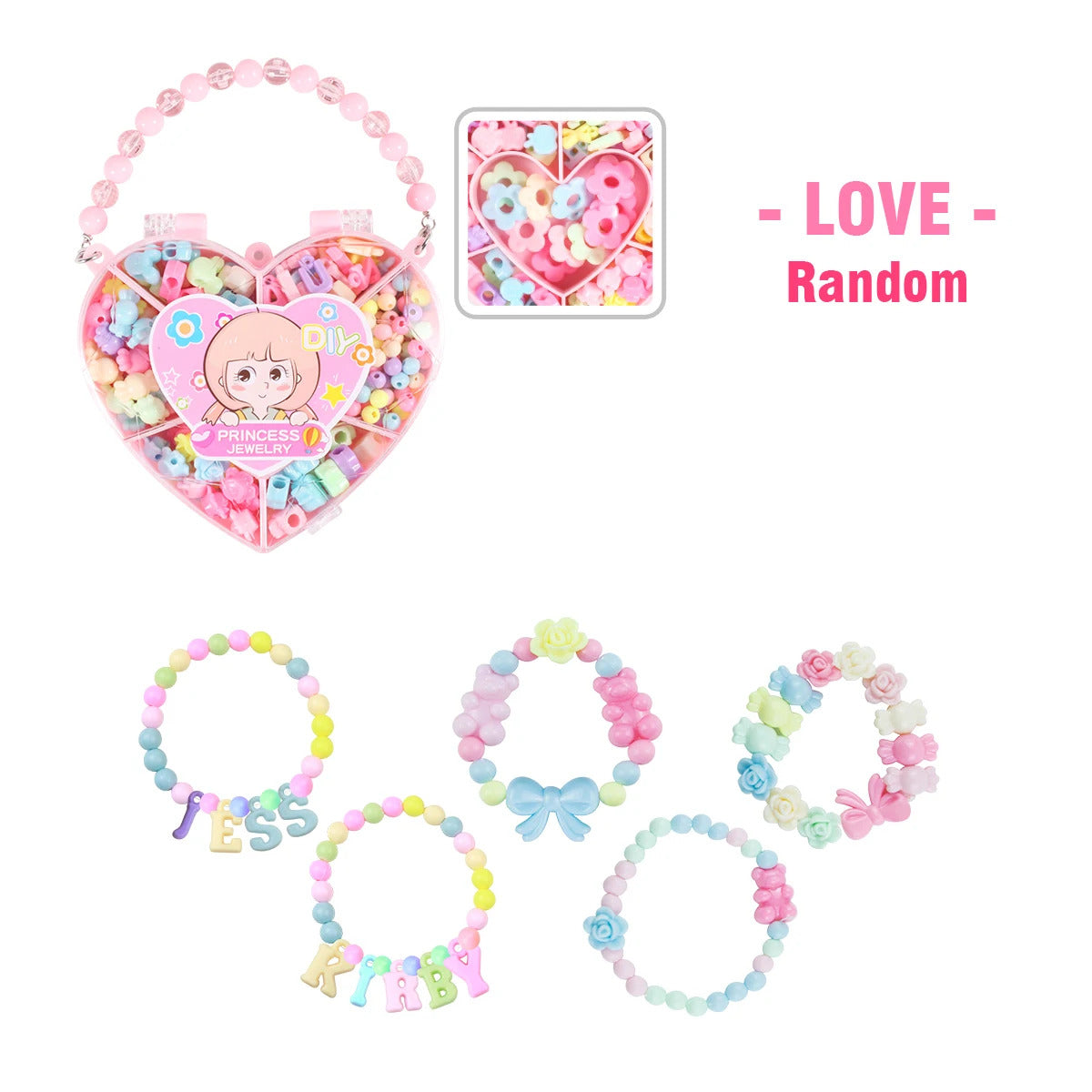 Kids DIY Jewelry Beaded Handbag Beads Toys Handmade Set Children's Playing House Puzzle Education Toy Girls Gifts Color Random