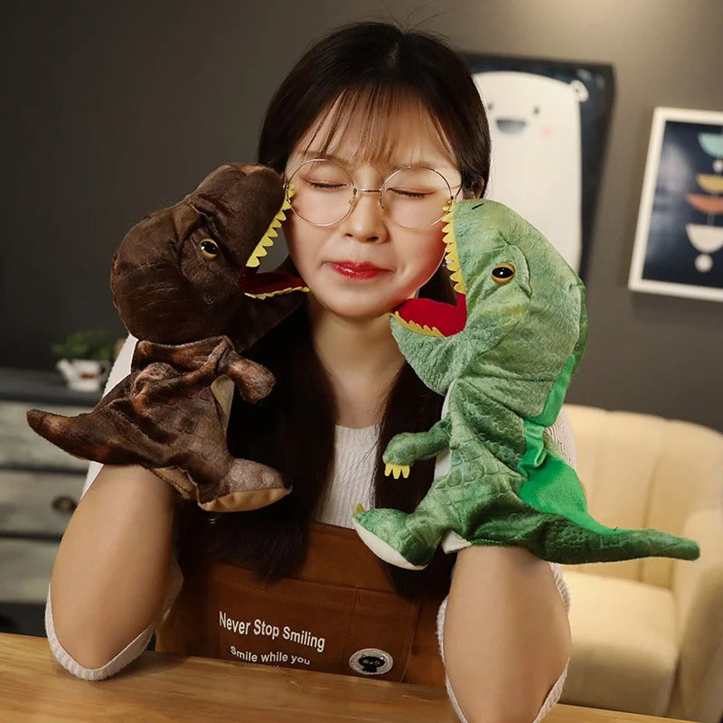 New Cute Glove Dinosaur Plush Hand Puppets Soft Stuffed Cartoon Telling Learning Funny Accompany Toy Baby Birthday Gift