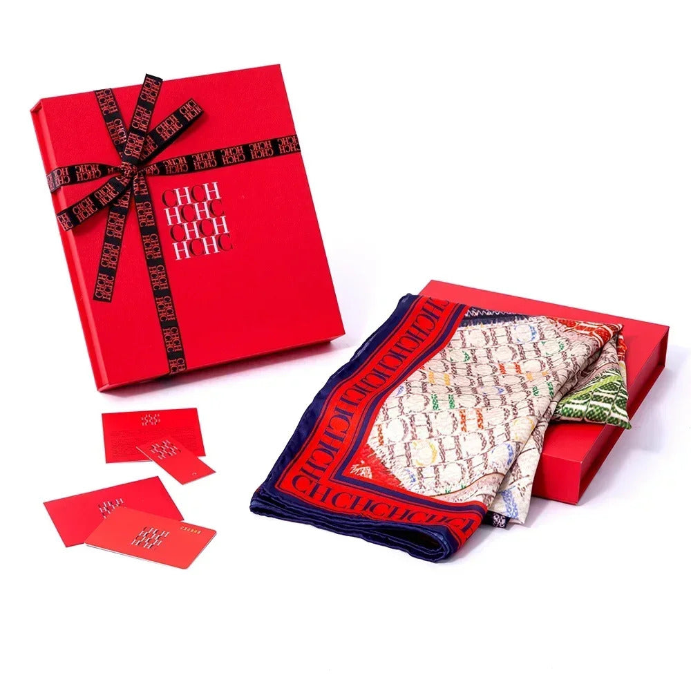 A Fashionable Style Silk Material 180-70cm Women's Silk Scarf Men's Decorative Sunshade Warm Lightweight Gift Box Packaging