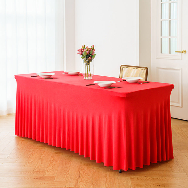 Elastic Table Cover Wedding Banquet 6FT Sun Skirt Rectangular Hem Hotel Party
