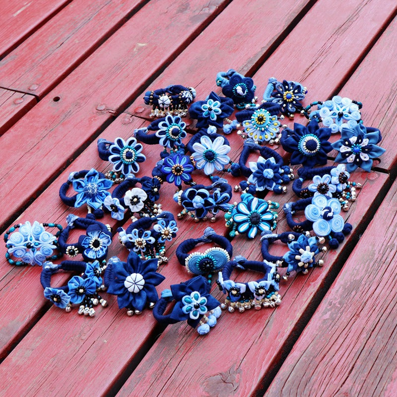 Blue Tie Dye Cloth Bracelet Dali Lijiang Hot Sale Hand-stitched Flower Fabric Bracelet Bracelet