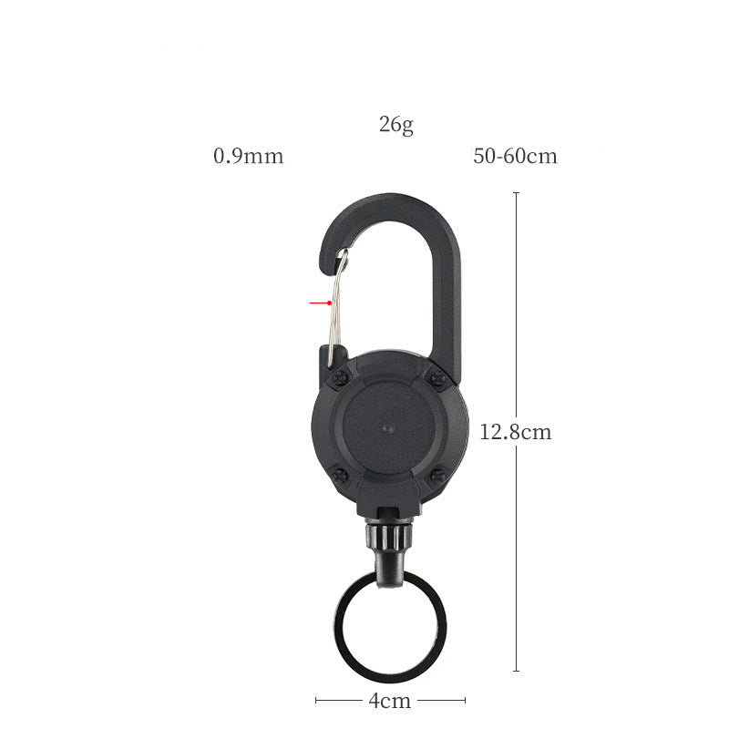 Outdoor Tactics Can Buckle Retractable Buckle Steel Wire Rope Multi-Functional Keychain Camping High Rebound Anti-Separation Rope Pull Peels