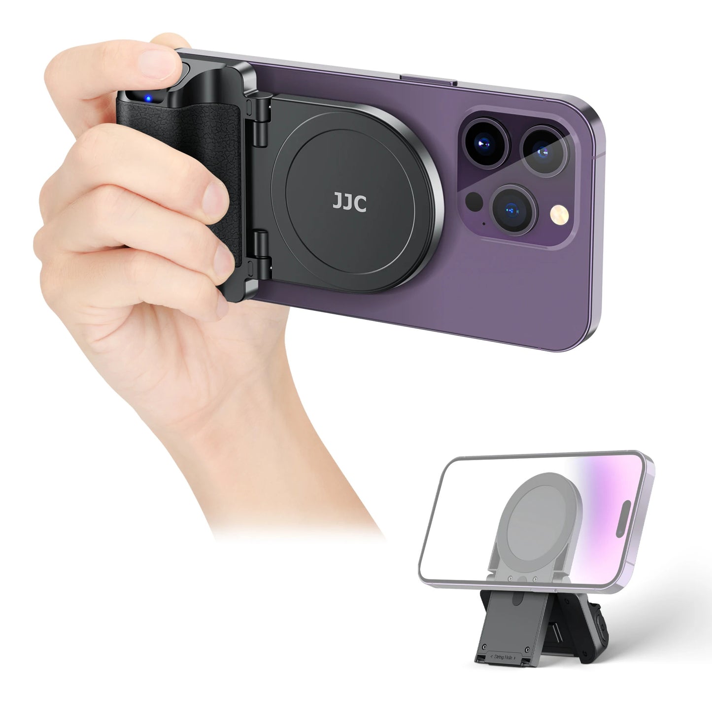 JJC Magnetic Phone Grip Selfie Photo Bracket With Wireless Remote Control 1/4" Screw Phone Mount For iPhone 16 15 14 13 series