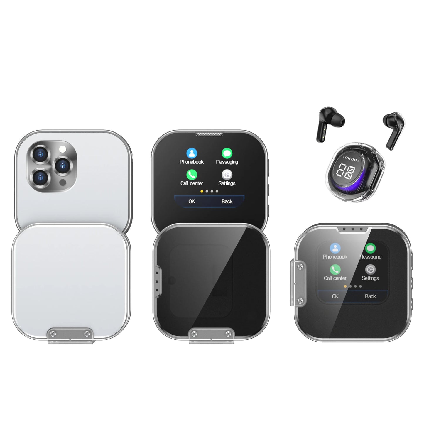 SERVO i19 Rotate Small Box Touch Mobile Phone 2SIM Standby Magic Voice Bluetooth Sync Music Torch Mini Rotation Cellphone Type-C