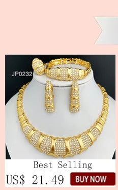 Luxury Jewelry Set For Women High Quality 18K Gold Plated Dubai Jewelry Necklace Earring Ring Bracelet Trending