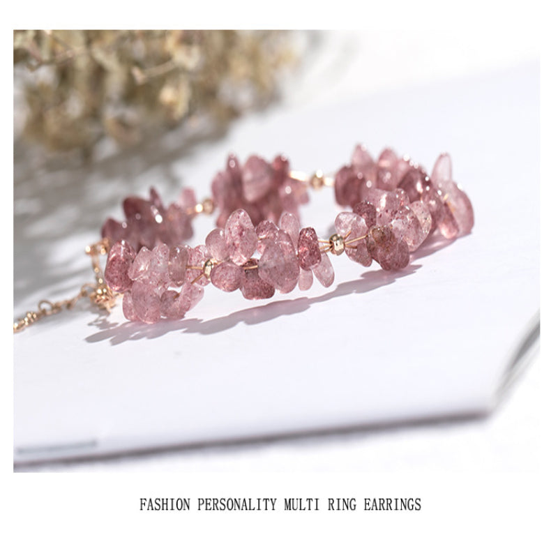 Bracelet Female Star Moon INS Niche Design Jewelry Strawberry Quartz Student Gift Minimalist Style Elegant Bestie Style Forest Series