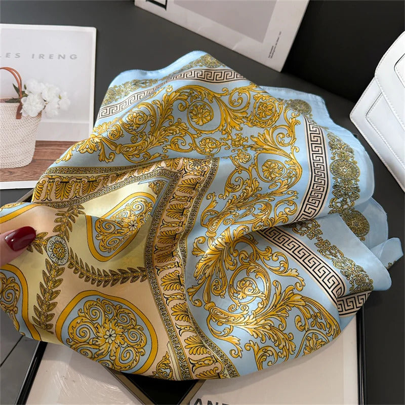 2025 New Fashion 70X70cmPrinted Women's Scarf Pashmina Silk Scarf Square Shawl Decorative Headband Neck Luxury Design Bandana