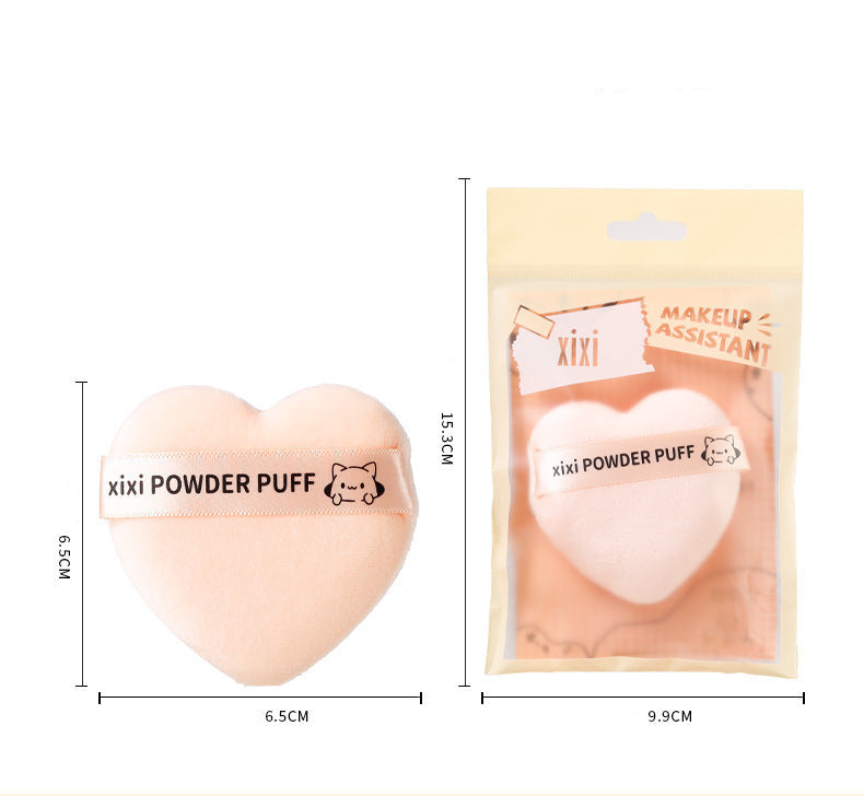 xixi Heart Peach Short Velvet Setting Powder Puff Flocked Soft Non-Powder-Absorbing Makeup Sponge Tool for Studio Use