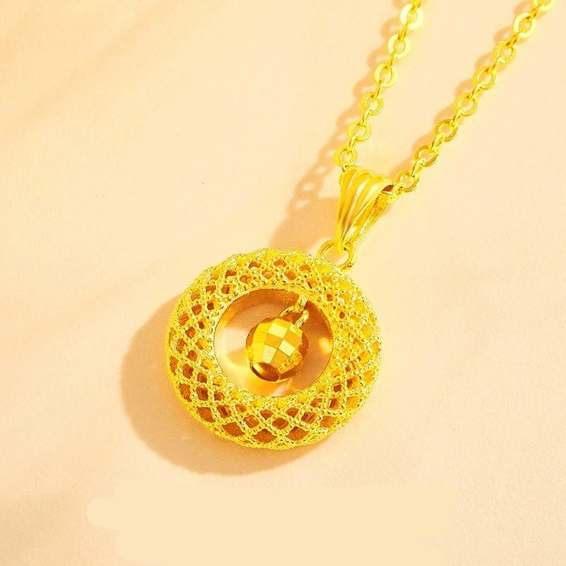 Vietnam Sand Gold Dream Catcher Filigree Peace Buckle Necklace Pendant Fortune Bead Necklace Light Luxury Niche Jewelry
