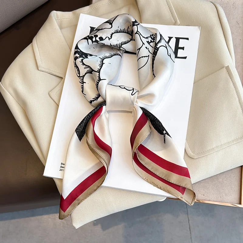 Luxury Design 70*70cm Horse Print Silk Square Scarf Women Soft Satin Hairband Neckerchief Office Hijab Headband Foulard Gift