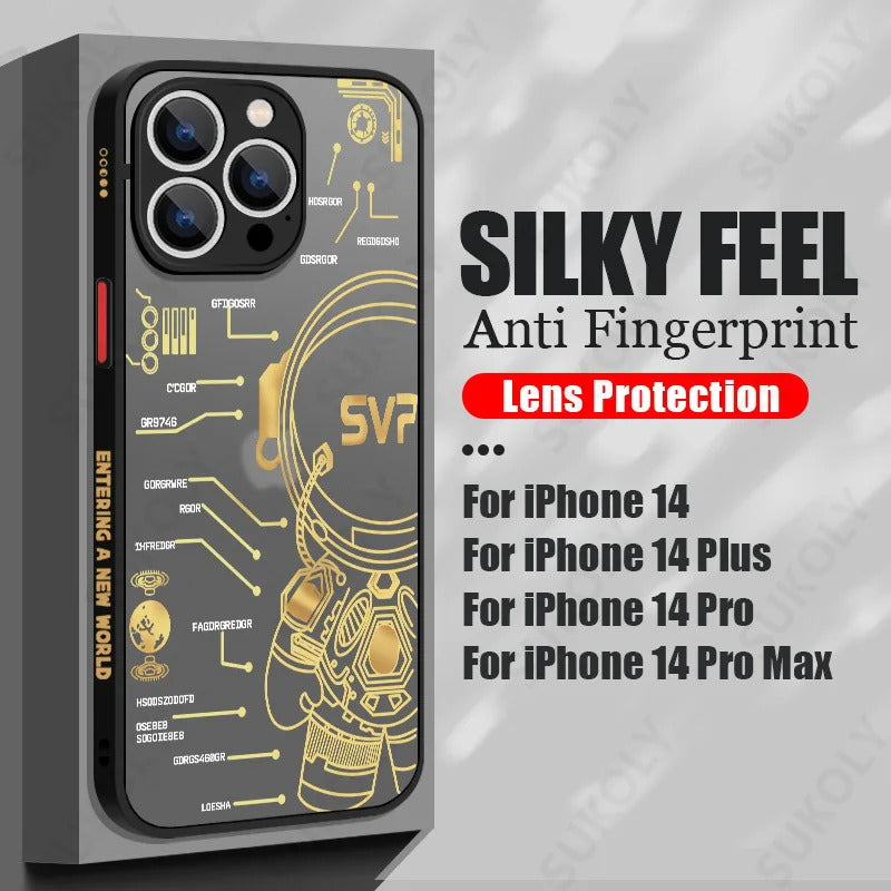 Astronaut Acrylic Phone Case For iPhone 16 13 14 Pro 15 16 Max 12 Pro Max 11 14 15 Plus Shockproof Matte Cartoon Hard Back Cover