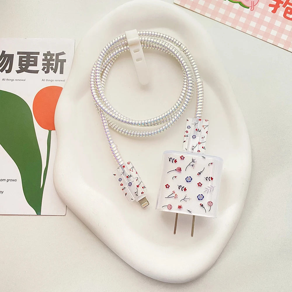 USB Cable Protection For Iphone 15 14 13 12 Cover Smiling Face Style Protective Data Line Spiral Winder 18 20W Charger Protector