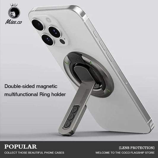Double-sided Magnetic Luminous Mobile Phone Holder 360° Rotation Decompression Design Zinc Alloy Ultra-thin Portable