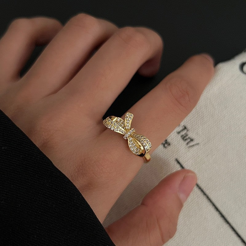 Sand Gold Opening Adjustable Frosted Ring Women's Fashion Sweet Light Luxury Niche Exquisite Ring Ancient Design