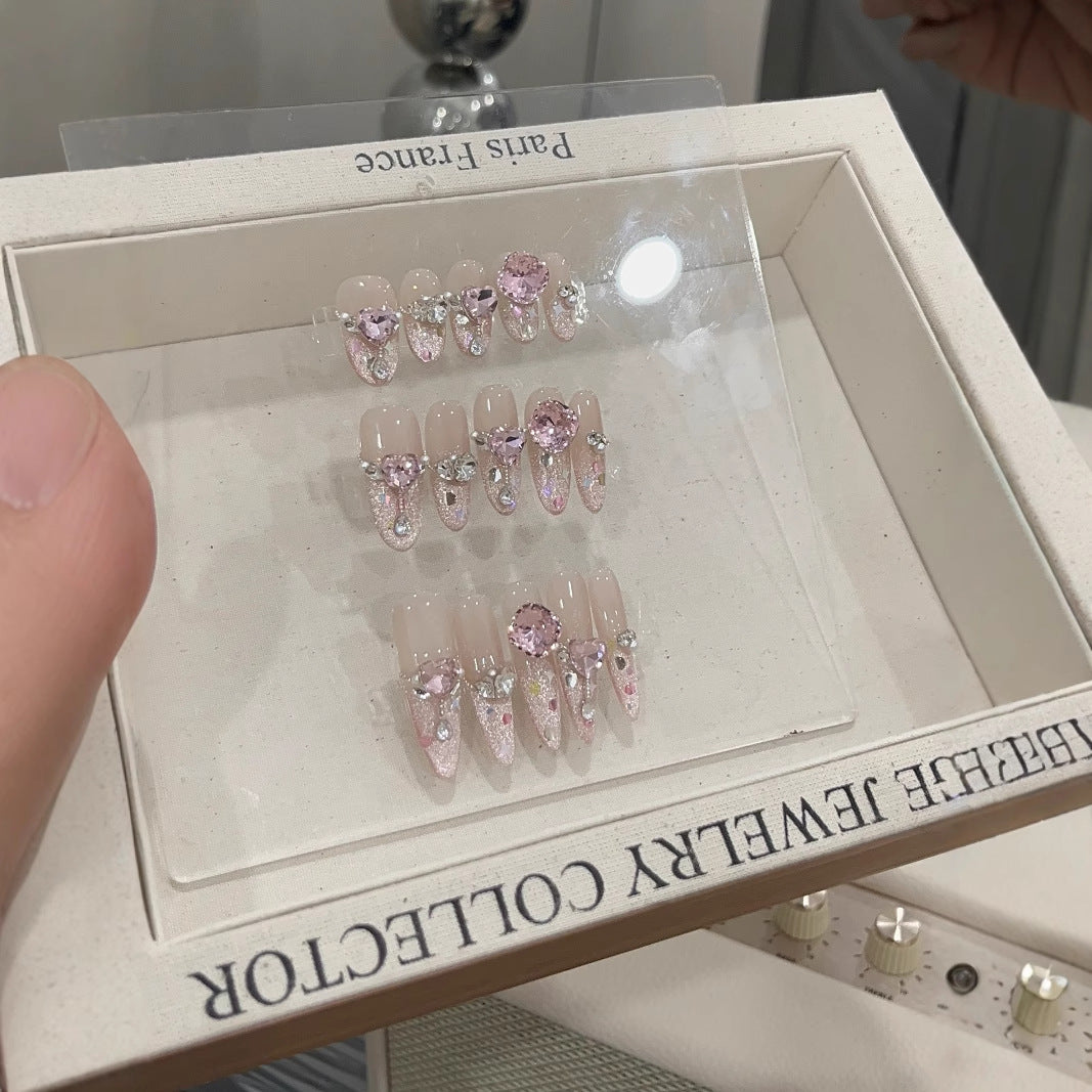 [Melody] Original Style Please Do Not Steal Pictures Pink Cat Eye Advanced French Cat Eye K9 Handmade Wear Armor