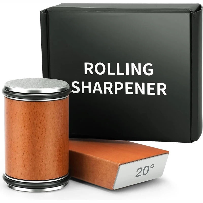 Rolling Knife Sharpener For Straight Edge Knife Sharpener Kit With 15/20° Degree Magnetic Angle For Kitchen Knives Whetstone Set