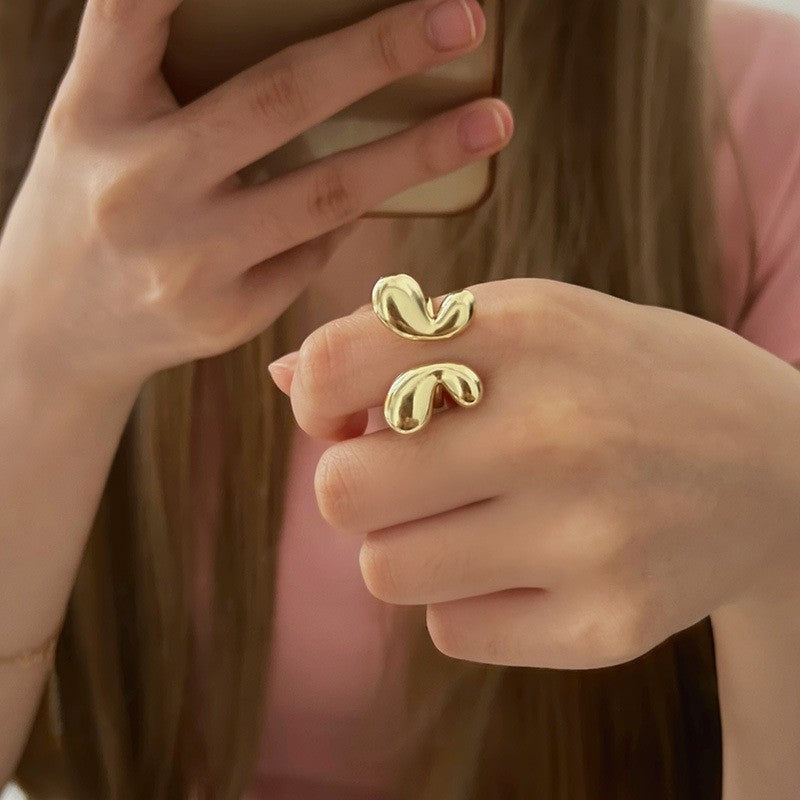 Sand Gold Opening Adjustable Frosted Ring Women's Fashion Sweet Light Luxury Niche Exquisite Ring Ancient Design