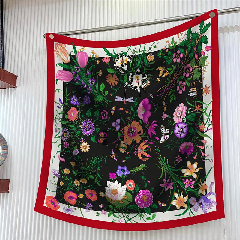 New Year Gift 90cm Large Square Scarf Scarf Women'S Scarves Spring And Autumn Style Fashion Shawl European American Twill Print