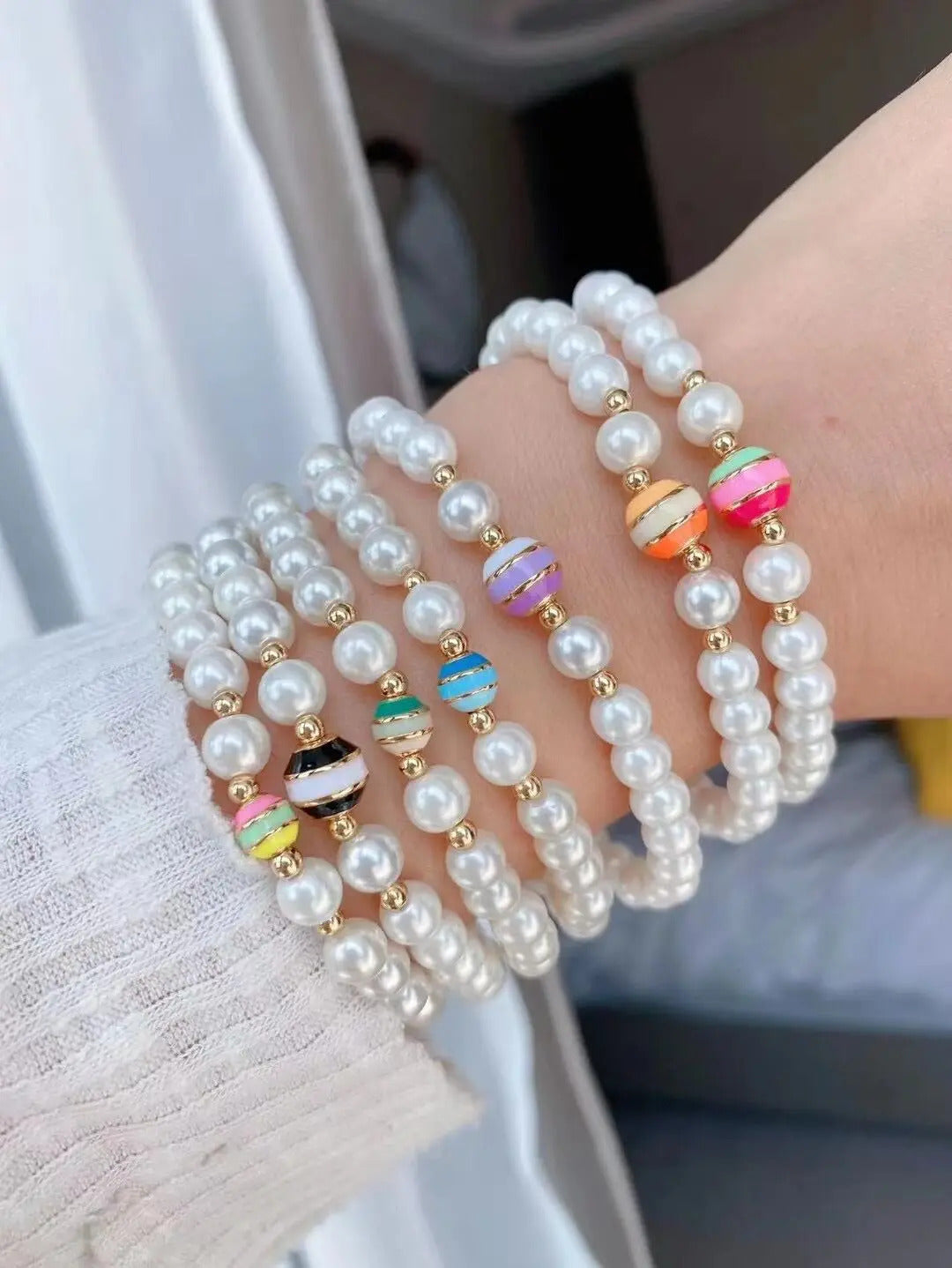 20PCS, Gold Plated Enamel Rondelle Spacer Beads Charms Loose Bead DIY Jewelry Making Necklace Bracelet Supplies