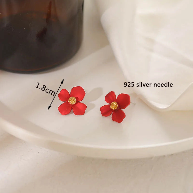 Korean New Double-layers Flower Drop Earrings for Ladies Exaggerated Women Floral Earrings Fashion Jewelry aretes de mujer