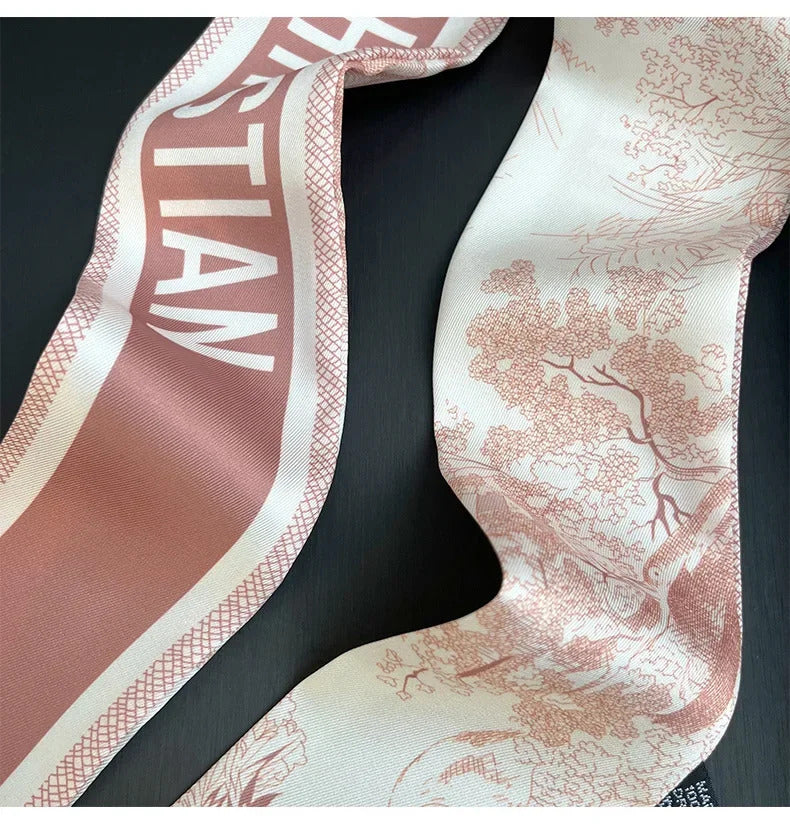 Spring high-end letter headband, tied hair ribbon, silk scarf, women's retro decoration, tied bag, ribbon accessories