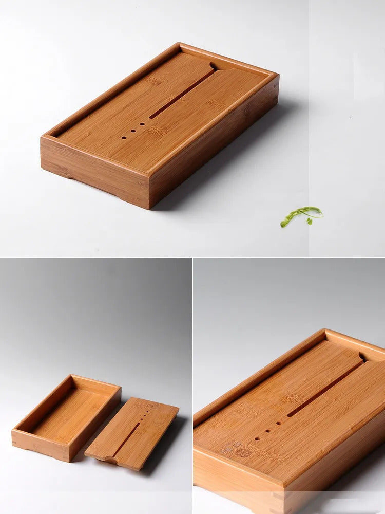 Large Capacity Water Storage Bamboo Tray Delicate Round Tea Board Chinese Tea Set Trays Decorative Traditional Tea Accessories