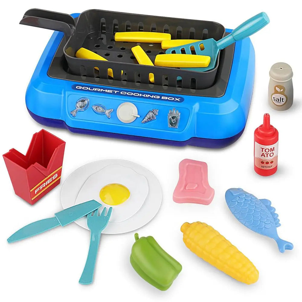 20Pcs DIY Kitchen Cooking Toy Set With Sound & Light Color Multi-Functional Induction Children‘s Play House Food Toys Gifts