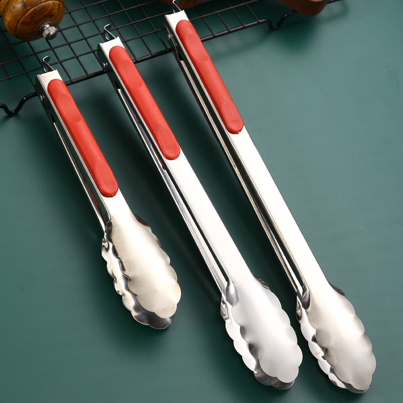 Stainless Steel Food Tongs Thickened Anti-scald Kitchen Tools Wholesale Buffet Bread Tongs BBQ Steak Food Tongs