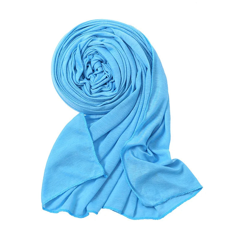 Plain Cotton Jersey Hijab Stretch Scarf Women Muslim Shawl Big Size Long Muffler Fashion Ramadan Headband Turban 180*80cm