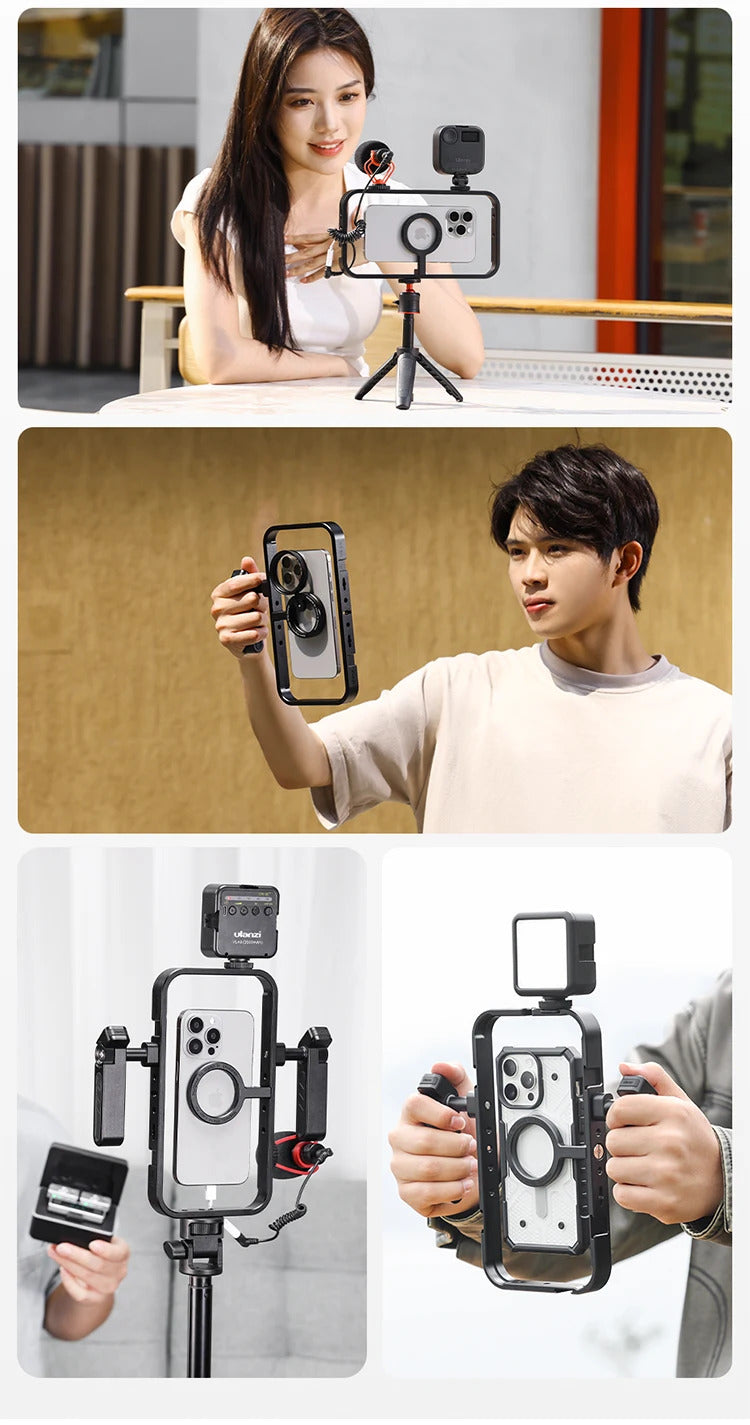 Ulanzi MG-001 Universal Magsafe Phone Cage With Dual Handle Grip Rig Portable Case Stabilizer for Filmmaking Vlog Videomaker Kit