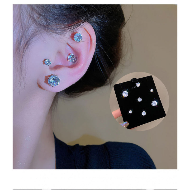 Non-Pierced Magnetic Zircon Ear Studs Design Sense Niche Temperament Magnetic Earrings for Women Hot Style Internet Celebrity Ear Jewelry